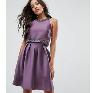 Little Mistress Overlay Back Skater Dress